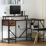 Desk with Drawer Brown Oak 120 x 79 x 86.5 cm Engineered Wood 859404