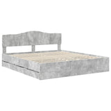 Bed Frame with Drawer Concrete Grey 200 x 200 cm Engineer Wood 3412973