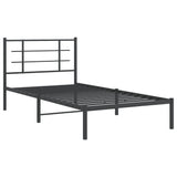 Metal Bed Frame without Mattress with Headboard Black 107x203cm 355557