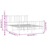 Metal Bed Frame without Mattress with Footboard White 120x200cm 352545