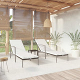 Sun Lounger With Table Set of 3 Brown 317642