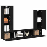 TV Cabinet Set 6 pcs Black Oak Engineered Wood 3333060