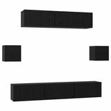 TV Cabinet Set 7 pcs Black Oak Engineered Wood 3393409
