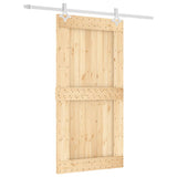 Sliding Door with Hardware Set 100x210 cm Solid Wood Pine 3203190