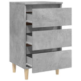 Bed Cabinet with Solid Wood Legs Concrete Grey 40x35x69 cm 805895