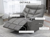 Thick Padded Faux Leather Recliner Armchair - Light Grey T3398P343461