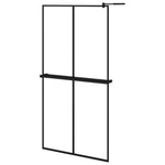 ZNTS Walk-in Shower Wall with Shelf Black 100x195 cm ESG Glass&Aluminium 3185470