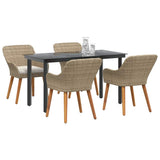 Garden Dining Set with Cushion 5 pcs Beige Poly Rattan 3261700