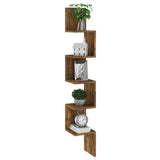 Wall Corner Shelf Smoked Oak 20x20x127.5 cm Engineered Wood 815210