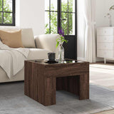Coffee Table with Infinity LED Brown Oak 40x40x30 cm 847601