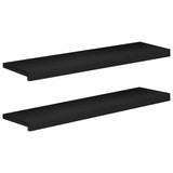 Stair Treads 2 pcs 100 x 25 x 2 cm Black Solid Beech Wood 3446175