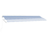 ZNTS Manual Retractable Awning with LED 600x350 cm Blue and White 3069681