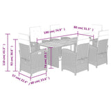 7 Piece Garden Dining Set with Cushions Grey Poly Rattan 3212512