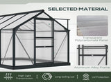 6 x 8ft Polycarbonate Greenhouse, Large Walk-In Green House with Slide Door and Window, Garden T3398P377663