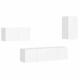 4 Piece TV Cabinet Set White Engineered Wood 3078677