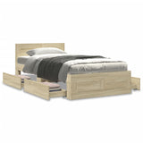 Bed Frame with Headboard without Mattress Sonoma Oak 75x190 cm Small Single 3295620