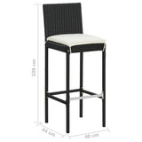 Bar Stool Set of 4 Black and cream Poly rattan Counter Height 316670