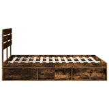 Bed Frame Smoked Oak 160 x 200 cm Solid Pine Wood 3411395