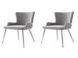 Velvet dining chair, set of 2, luxurious living room/bedroom lounge chair with four silver-colored N606P389327G