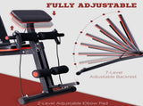 Foldable Weight Bench, Adjustable Strength Training Sit Up Ab Bench, Incline/Decline, Red T3398P349198