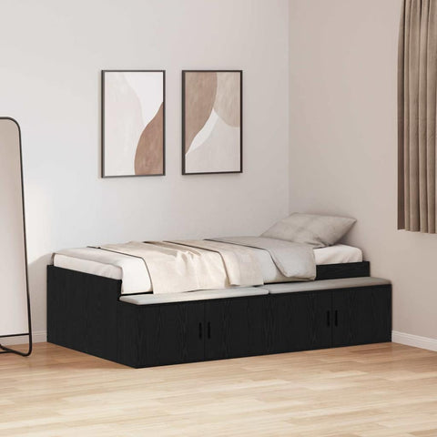 Storage Bed Frame Black oak 90 x 190 cm Engineered wood 3335206