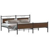 Metal Bed Frame without Mattress Brown Oak 193x201 cm 3325138