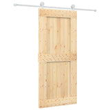 Sliding Door Natural and White 90 x 210 cm Solid Pine Wood 3445035