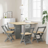 5 Piece Butterfly Dining Set Corona Foldable Grey Pinewood 3295718