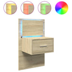 ZNTS Wall-mounted Bedside Cabinet with LED Lights Sonoma Oak 848161