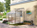 6 x 4ft Lean to Wall Polycarbonate Greenhouse Aluminium Walk-in Garden Greenhouse with Adjustable T3398P377633