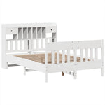 ZNTS Bed Frame without Mattress White 150x200 cm King Size Solid Wood Pine 3323258