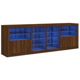 Sideboard with LED Lights Brown Oak 202x37x67 cm 3209050