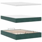 Ottoman Bed with Mattresses Dark Green 140x200cm Velvet 3313406