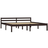Bed Frame without Mattress Dark Brown Solid Pine Wood 180x200 cm Super King 283207
