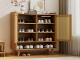 Natural Rattan Storage Cabinet & Shoe Cabinet Comb, 5-Tier Shoe Cabinets Storage for Boots or Heels N896P437304O