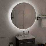 Bathroom Cabinet with Round Mirror&LED Oak 54x54x17.5 cm 345590