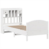 Bookcase Bed without Mattress White 75x190 cm Small Single Solid Wood Pine 3323168