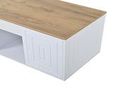 95 x 46 x 45 cm height-adjustable coffee table features two cabinet doors .White with natural wood N605P453407W
