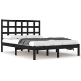 Bed Frame without Mattress Black 200x200 cm Solid Wood 3105494