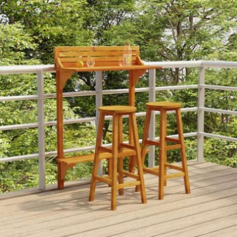 3 Piece Balcony Bar Set Solid Wood Acacia 3116003