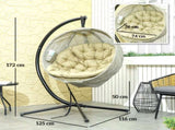 Hanging Egg Chair Outdoor Indoor Garden Swing Chair with Folding Basket, Garden Hanging Chair with T3398P328506