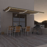 Manual Retractable Awning with LED 600x350 cm Yellow and White 3069243