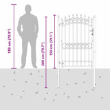 Fence Gate with Spikes Grey 200 x 100 cm Powder-coated steel 42008991