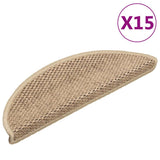 Stair Mats Self-adhesive Sisal-Look 15 pcs 56x17x3 cm Sand 326867