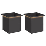 Garden Planter with LED 2 pcs Black 40 x 40 x 40 cm Steel 8008127