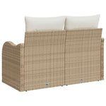 Garden Sofa with Cushion Beige 121 x 62 x 69cm Poly Rattan 42006726