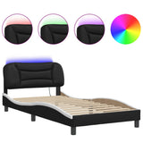 Bed Frame with LED without Mattress "Hvar" Black and White 100x200 cm 3213918