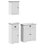 ZNTS 3 Piece Bathroom Furniture Set BODO White Solid Wood Pine 3307647