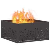 Fire Pit Black 60 x 60 x 30 cm Steel 858926