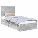 Storage Bed Concrete Grey 90 x 200 cm Engineered Wood 3411246